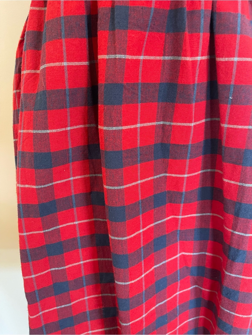 Retro Cotton Twee Red Blue Plaid Fit and Flare Dress Pockets Classic 1950's 60's - Picture 5 of 9